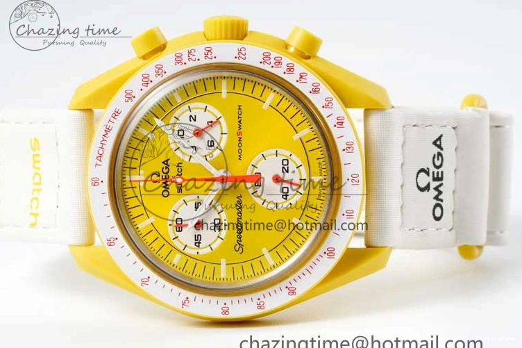 1223 Speedmaster Misson To The Sun 1:1 Best Edition Yellow Dial On Nylon Strap Quartz FlexibleFit 7855